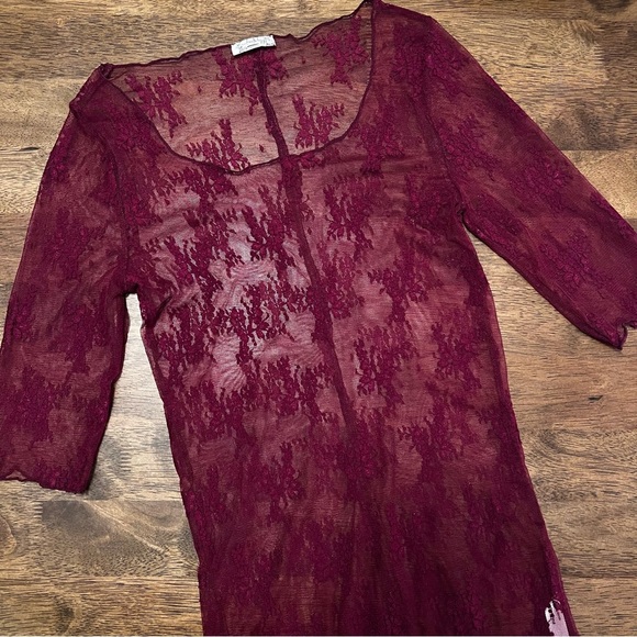 NWOT Free People Layered in Luxe Tee Burgundy Red Size Small Boho Coquette - Picture 1 of 10